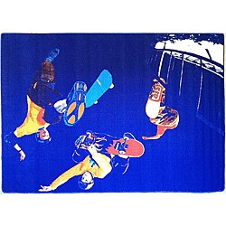 Skateboarding Blue Area Rug (5' x 8')