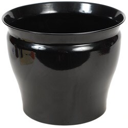 Shiny Black Metal 12-inch Planters (Set of 2)
