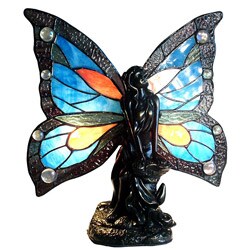 Tiffany Style Fairy Accent Antique Bronze Lamp