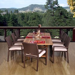 Padova Rectangular 9-piece Teak and Wicker Dining Set