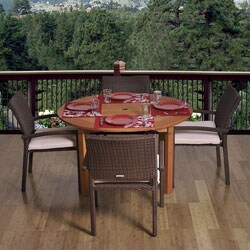 Calabria Round 5-piece Eucalyptus and Wicker Dining Set