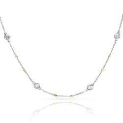 18k Two-tone Gold 3/8ct TDW Diamond Necklace (H-I, I1-I2)