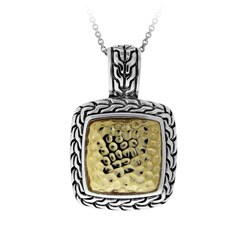 Two-tone Sterling Silver Square Necklace