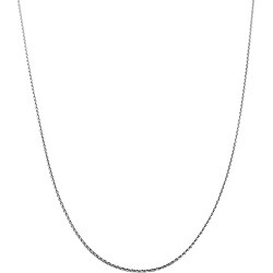 14k White Gold 16-inch Diamond-cut Round Wheat Chain