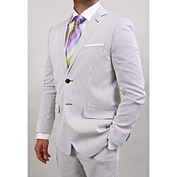 Ferrecci Men's Olive Pin Stripe Cotton 2-button Suit