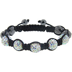 Eternally Haute Hematite and AB Crystal Macrame Bracelet