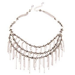 Silverplated Crystal 3-strand Bib Necklace
