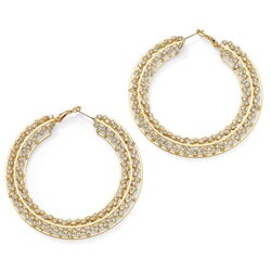 Goldtone Clear Crystal Hoop Earrings