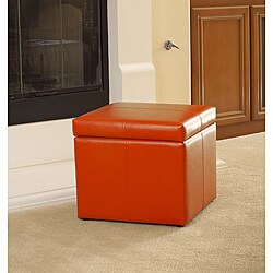 Square Orange Cube Storage Ottoman