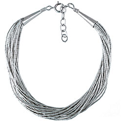 Southwest Moon Sterling Silver and Liquid Silver 20-Strand Bracelet