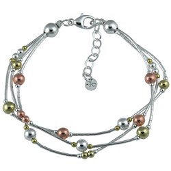 Southwest Moon Sterling Silver 3-Strand Bead Bracelet