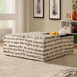 Decor Storage Latin Script Linen Ottoman