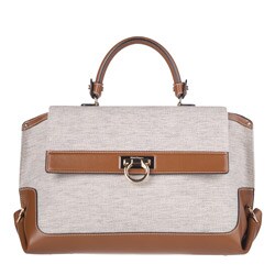 Salvatore Ferragamo Canvas and Leather Top Handle Satchel