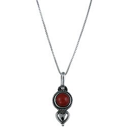 Southwest Moon Sterling Silver Red Agate Heart 18-inch Necklace