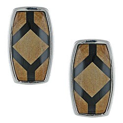 Southwest Moon Sterling Silver Picture Jasper and Onyx Earrings