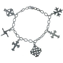 Southwest Moon Sterling Silver Cross Charm Bracelet