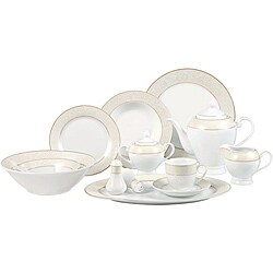 Lorenzo Gold and Pearl 57-piece Porcelain Dinnerware Set