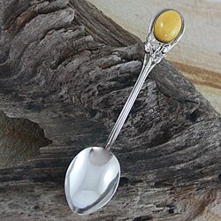 Sterling Silver Milky Amber Studded Spoon (Poland)