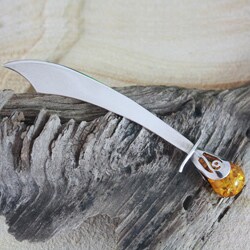 Sterling Silver Honey Amber Studded Knife (Poland)