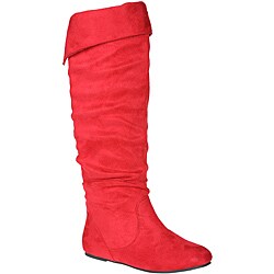 Story Women's 'Cookie' Red Faux Suede Knee-high Boots