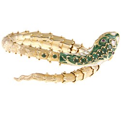 14k Yellow Gold 1/5ct TDW Diamond, Ruby and Sapphire Estate Snake Cuff (I-J, I2-I3)