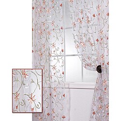Marthas Bouquet White Embroidered Organza 84-inch Sheer Curtain Panel 