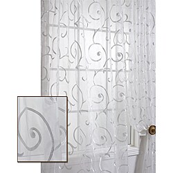 Bleuit Floral White Embroidered Organza 108-inch Sheer Curtain Panel 