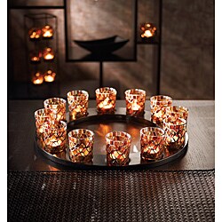 American Atelier Mosaic Glass Votive Holder with Stand Set