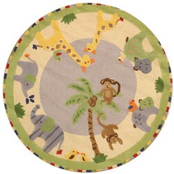 Hand-tufted Wool Elephant Rug (5' Round)