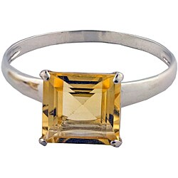 10k White Gold Citrine Solitaire Ring