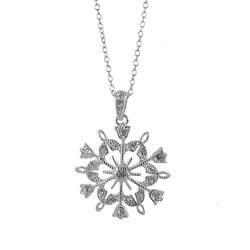 Sunstone Sterling Silver Crystal Snowflake Necklace