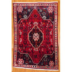 Persian Hand-knotted Shiraz Red/ Ivory Wool Rug (6'5 x 9'2)