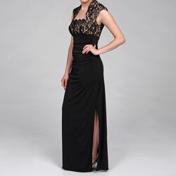 JS Boutique Women's Lace Bodice Long Dress