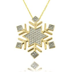 Fusion 14k Gold Overlay Diamond Accent Snowflake Necklace