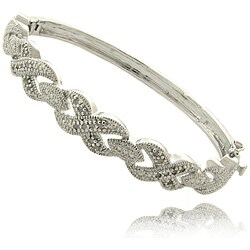 Fusion Silver Overlay 1/4ct TDW Diamond 'X' and 'O' Bracelet (I-J, I2-I3)
