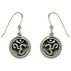 Peter Stone Collection Sterling Silver Om Meditation Earrings