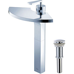 Kraus Fantasia Single Lever Vessel Chrome Faucet with Pop Up Drain
