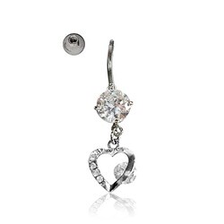 Supreme Jewelry Crystal Hanging Heart Belly Ring