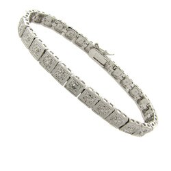 Fusion Silver Overlay Diamond Accent Square Tennis Bracelet