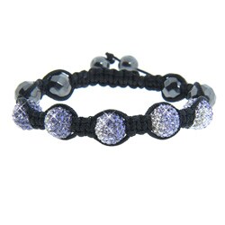 Eternally Haute  Purple/ White Crystal and Hematite Macrame Bracelet