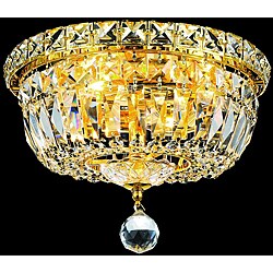Crystal Chandelier Gold Flush Mount Light