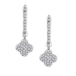 14k White Gold 1/3ct TDW Diamond Clover Earrings (G-H, I1-I2)