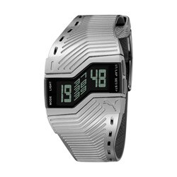Puma Unisex 'TURN II' Metallic Silvertone Digital Watch