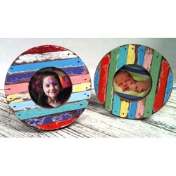 Set of 2 Chimlin Round Boat Wood Photo Frames (Thailand)