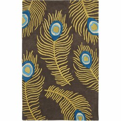 Handmade Luna Moda Peacock Brown New Zealand Wool Rug (7'6 x 9'6)