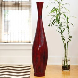 PoliVaz Red Bamboo Large Decorative Vase (Indonesia)