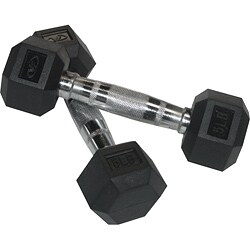 Valor Fitness 5 lb Black Rubber Hex Dumbbells (Set of 2)