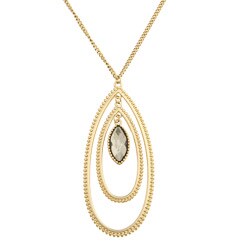 Kate Bissett Goldplated Grey Glass Oval Droplet Necklace