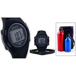 Beatech Heart Rate Monitor with Chest Strap with Aluminum Camping Bottle Set