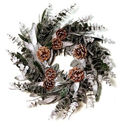Good Tidings 24-inch Snowed Bay Leaf Eucalyptus Wreath